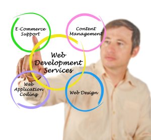 man pointing at the different web development services